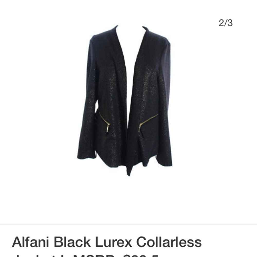 Alfani Black Lurex Collarless